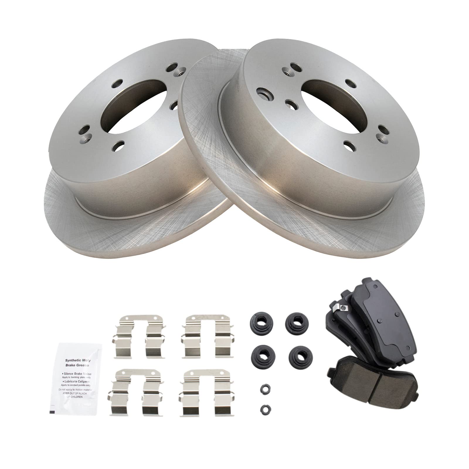 TRQ Rear Brake Pad & Rotor Kit Brake Pads Brake Rotor Ceramic Compatible with 2010-2015 Hyundai Tucson 2011-2016 Kia Sportage