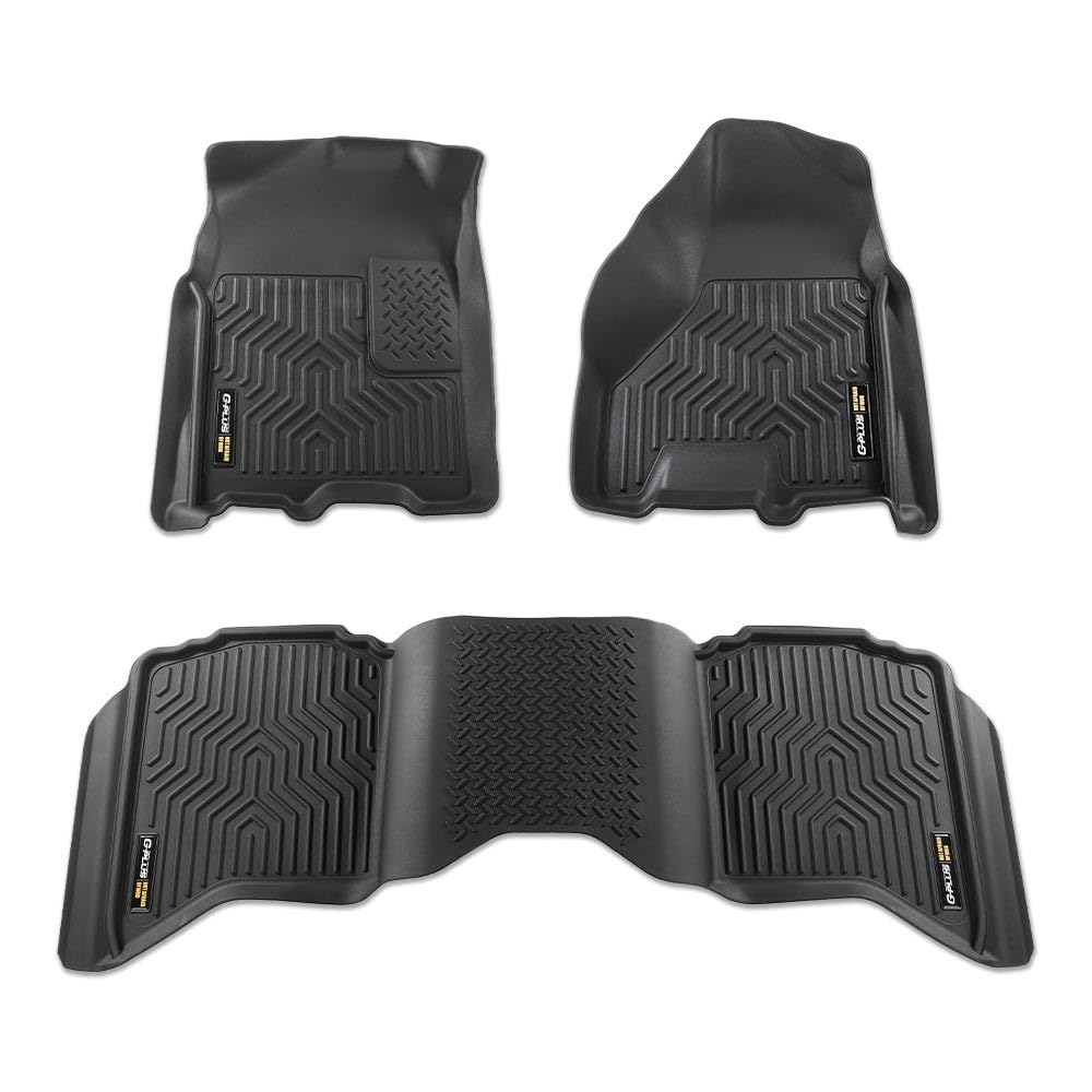 G-PLUS TPE Floor Mats Cargo Liners, Compatibile with Dodge Ram 1500 2500 3500 Quad Cab 2002-2009, 1st & 2nd Row 3PCS, All Weathe