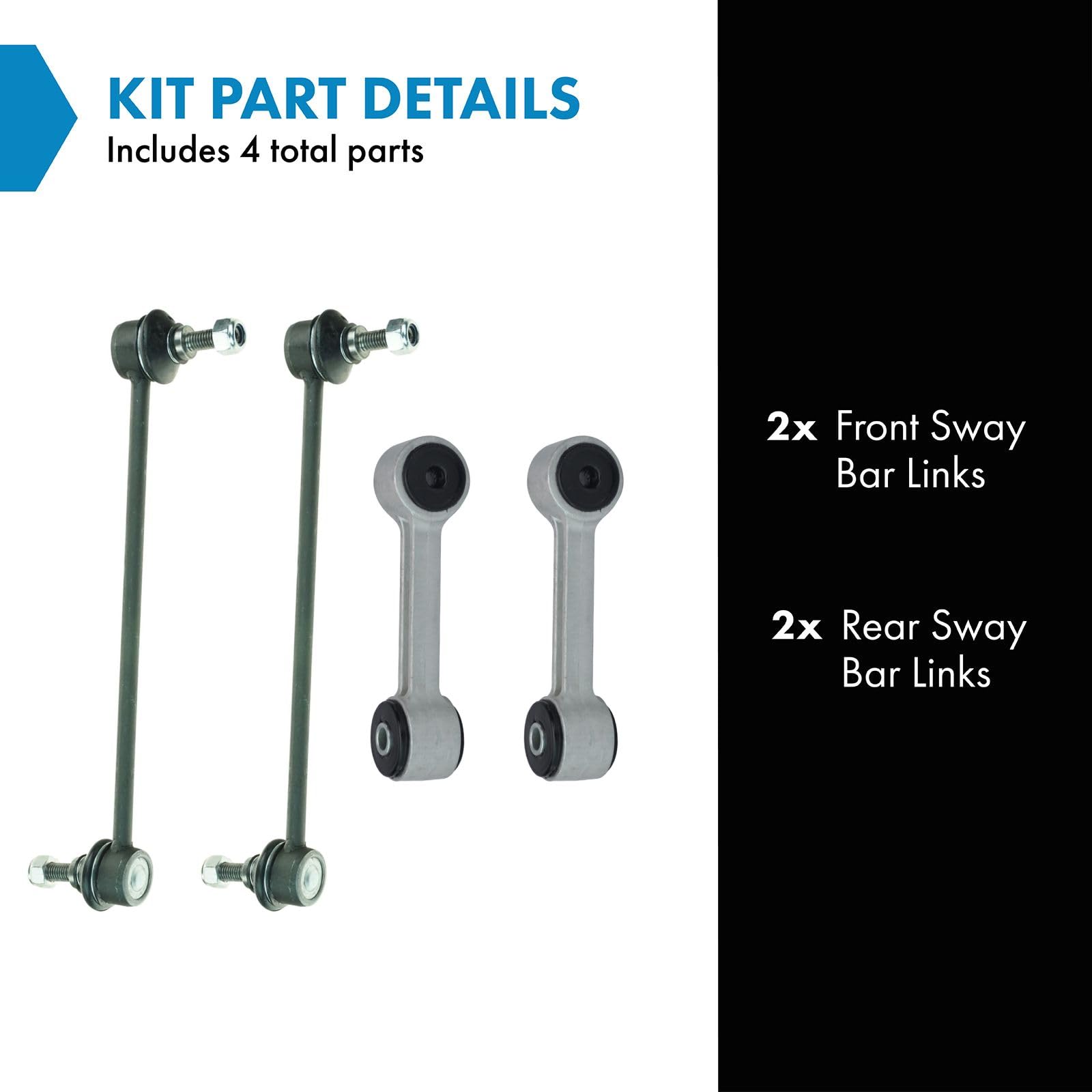 Trq Front & Rear Sway Bar Stabilizer Link Set Compatible With 2000 Bmw 323Ci 1999-2000 323I 2001-2006 325Ci 2001-2005 325I 328Ci