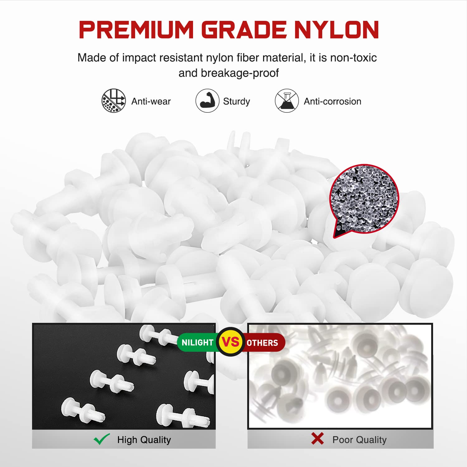 Nilight 40Pcs Nylon Front Bumper Push-Type Retainer Clips-91503-Sz3-003 10Mm Compatible With Honda And Acura Car Push Retainer K