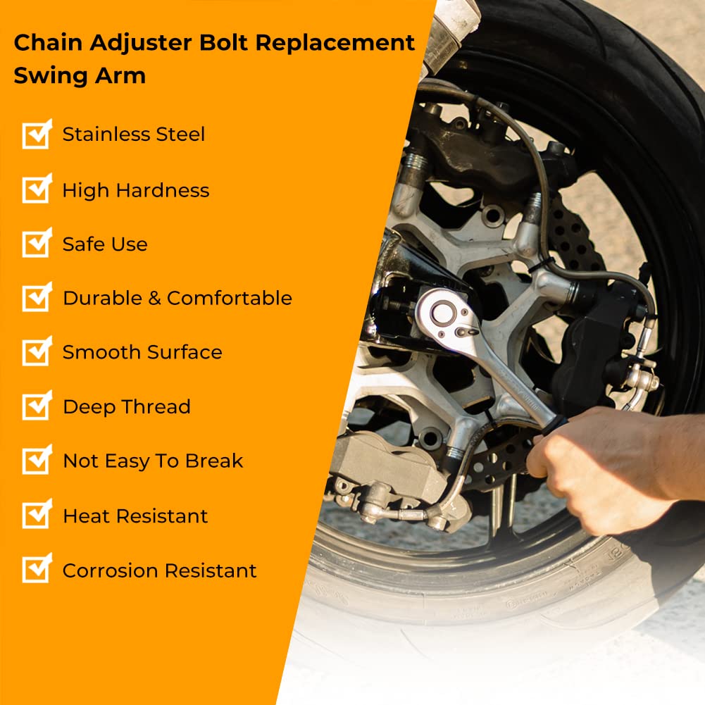 Alpha Rider Stainless Steel Chain Adjuster Bolt Replacement Swing Arm For Honda Cbr1000Rr Crf250R/X Crf450R/450X 2004-2017, For Kawasaki Kx250 1988-2013, Includes 2 Piece Bolt Repair Kit