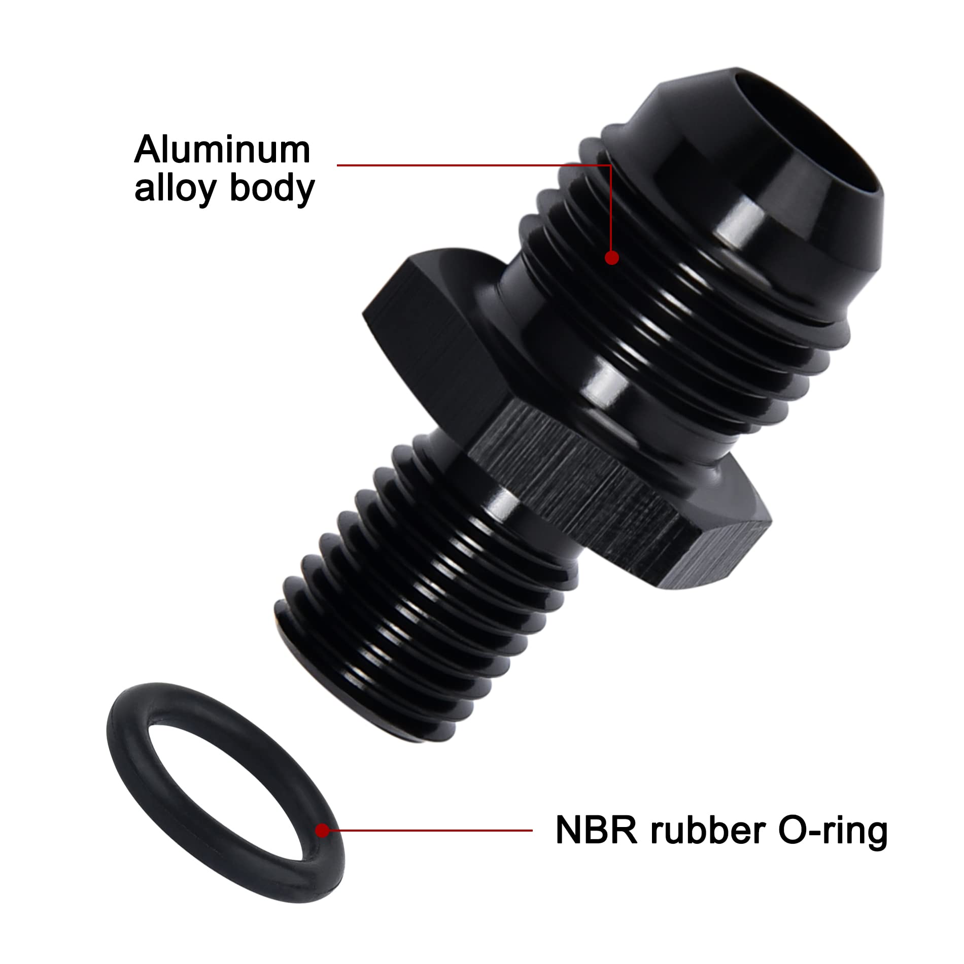 Evil Energy 6An Male Flare To M10 X 1.5Mm Male Metric Fitting Adapter Aluminium Alloy 2Pcs