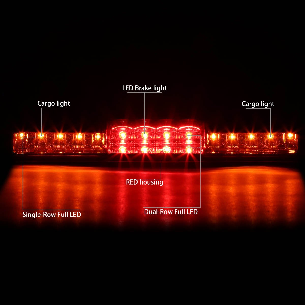 Dna Motoring 3Bl-Gmc99-Led-Rd Red Lens Led Third Tail Brake Light [Compatible With 1999-2007 Silverado 1500-3500& Classic / 1999