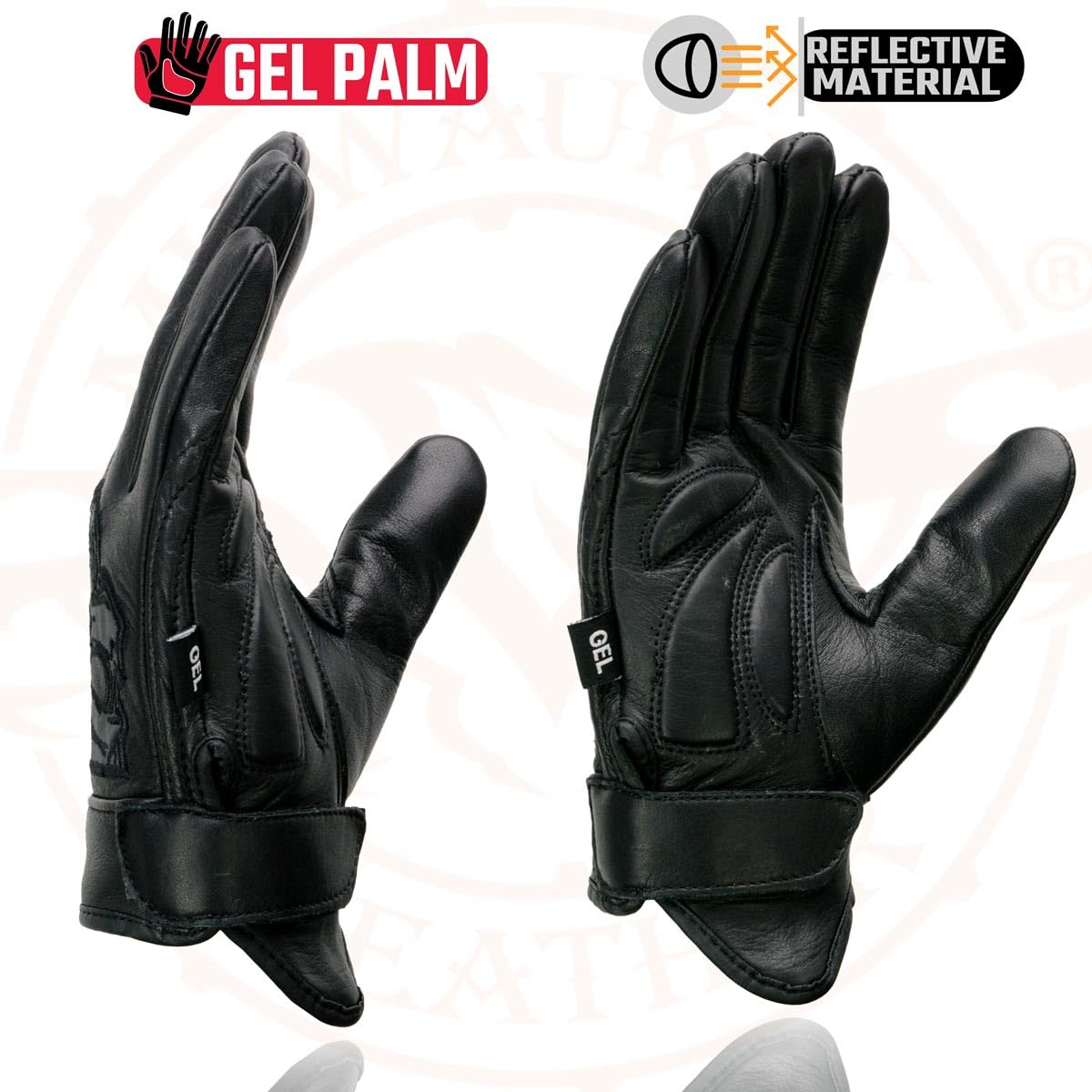 Milwaukee Leather Men'S Black Leather Reflective Skull Motorcycle Hand Gloves W/Gel Padded Palm Mg7570-4X-Large