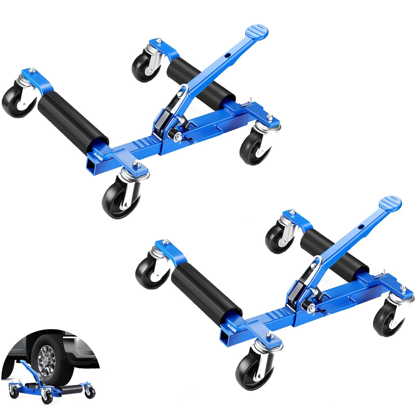 2 PCS Car Wheel Dolly, Car Dolly Set of 2, 3000 LBS Capacity Car Dollies with Jack for Vehicle Repair, Positioning & Moving