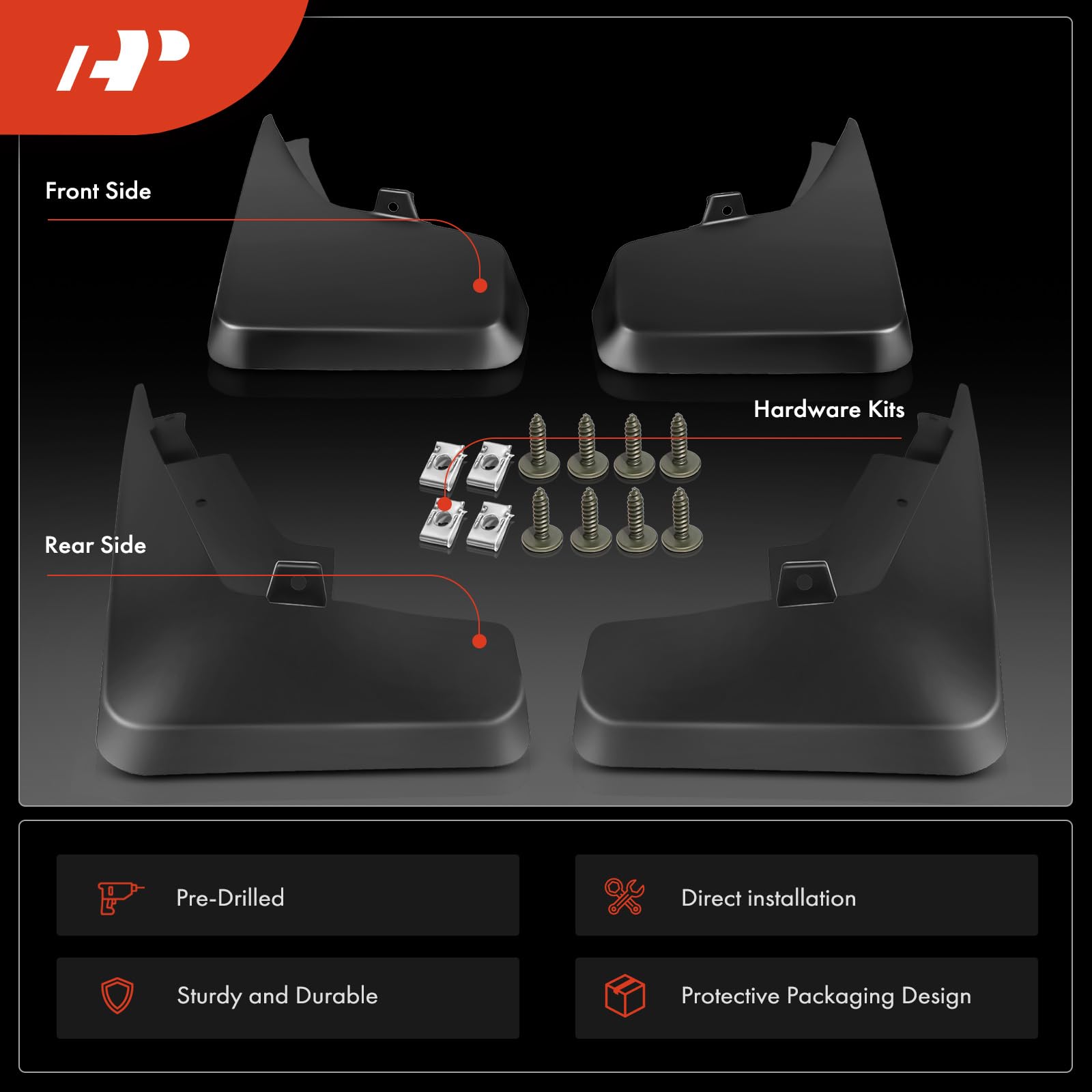 A-Premium Set Of 4Pcs Mud Flaps Splash Guards Mudguards Mudflaps With Hardware Accessory Compatible With Jeep Patriot 2011-2017,