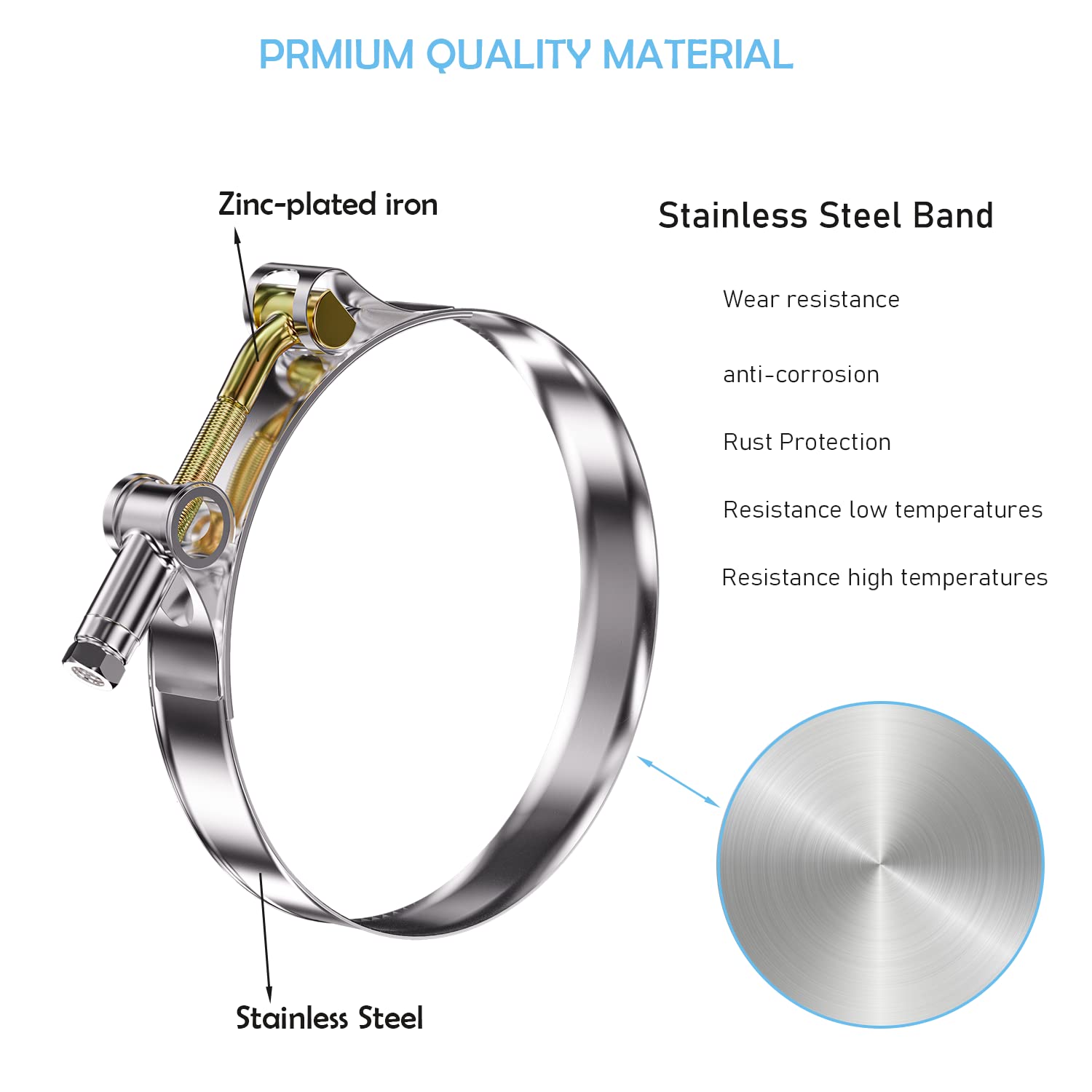 Peromi 10Pack T Bolt Hose Clamp 36-40Mm For 1-3/16 '' Hose Id, Stainless Steel Radiator Heavy Duty Hose Clamp Intake Clamp