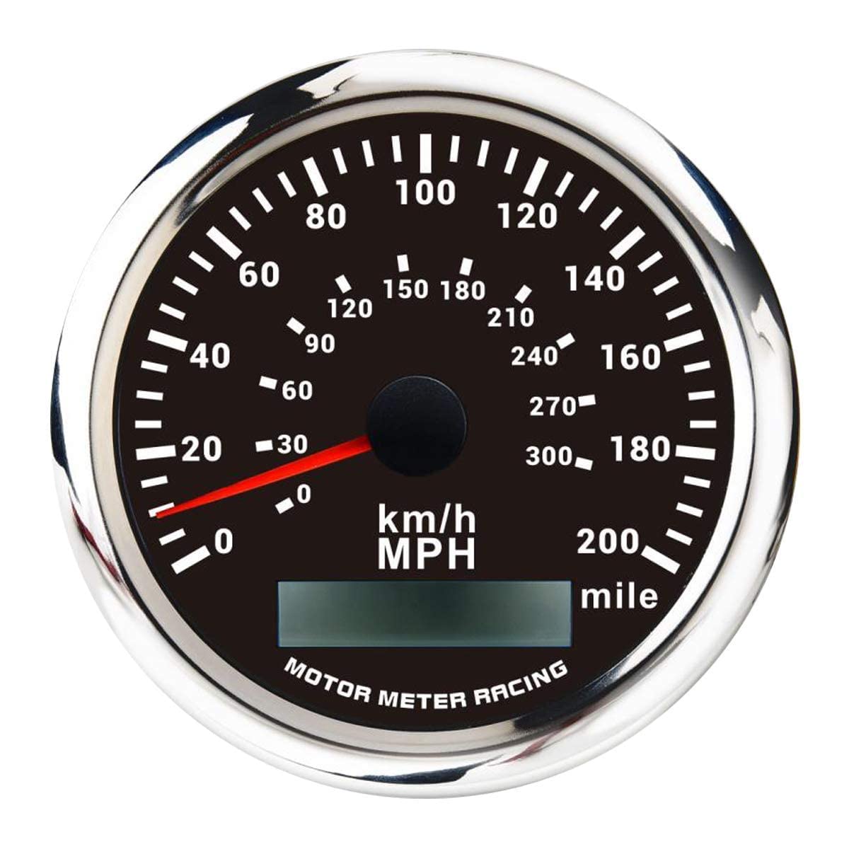 Motor Meter Racing W Pro 85Mm 3-3/8'' Gps Speedometer Digital Odometer 200 Mph/300 Kmh Waterproof Black Dial White Led For Car T