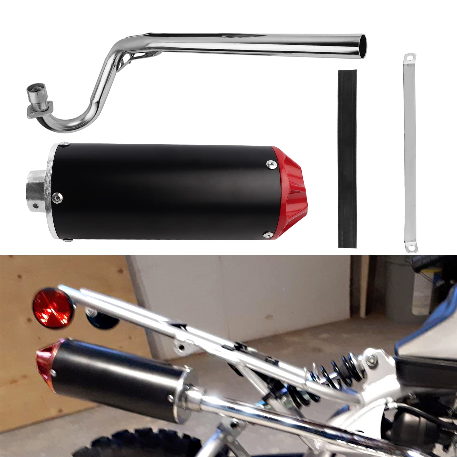 FLYPIG BLACK/RED HIGH PERFORMANCE AFTERMARKET Racing Muffler Exhaust Pipe System kit For Honda XR50 CRF50 XR CRF 50 Chinese 70 1