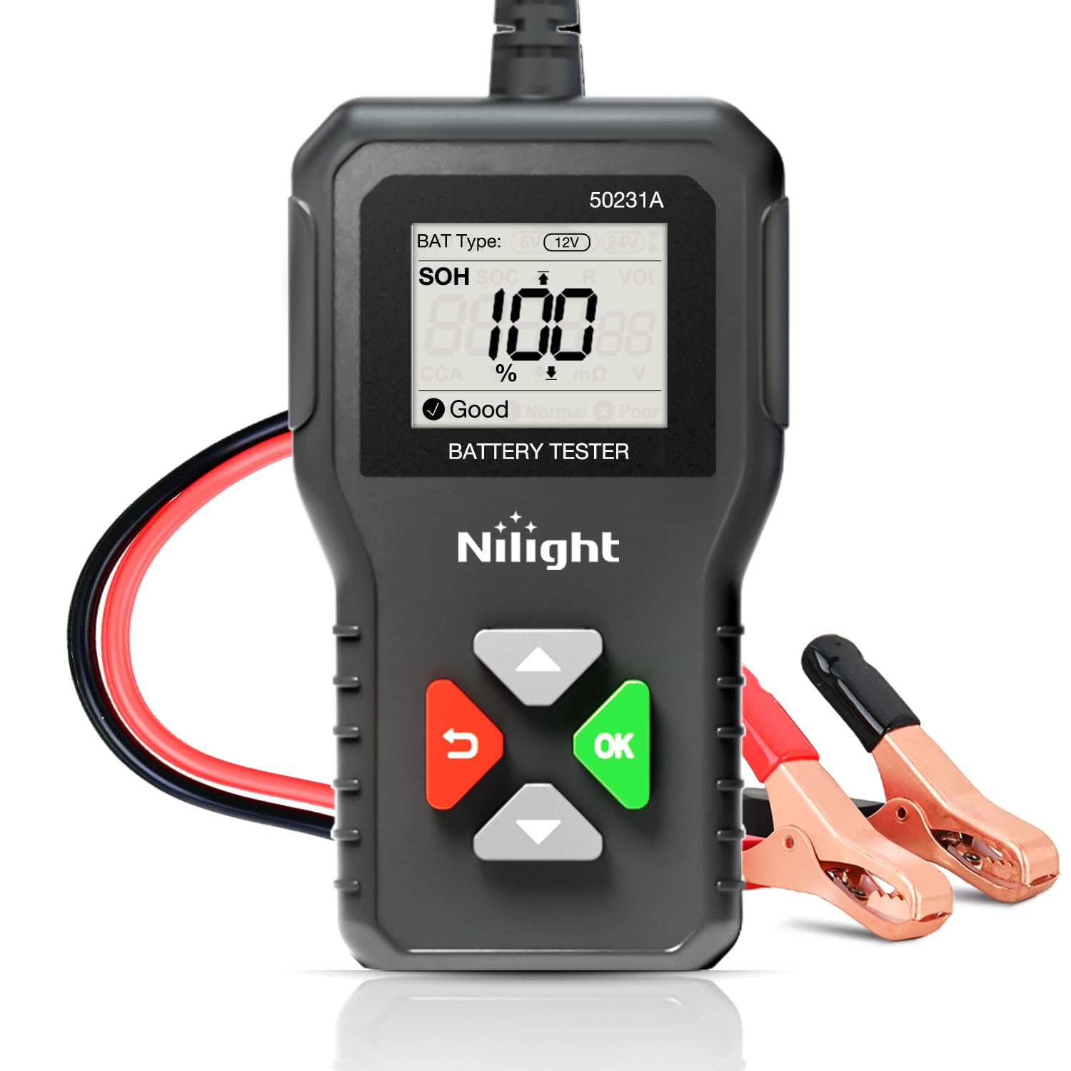 Nilight Car Battery Tester 6V 12V 24V Accurate Digital Auto Analyzer 100-2000 CCA Voltage SOH SOC Internal Resistance Test for C