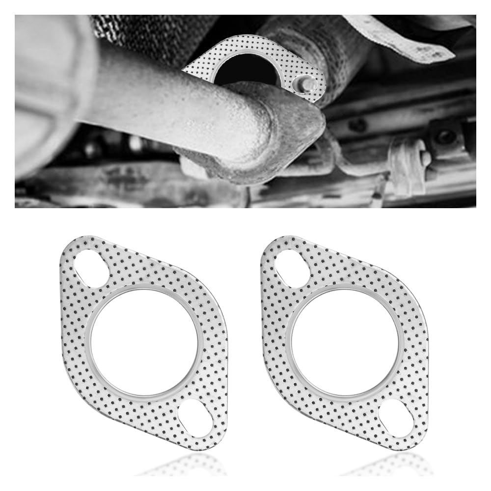 2Pcs Car Exhaust Gasket,2.25'' 2-Bolt Exhaust Flange Gasket Car Accessories,Professional Exhaust Manifold Gasket Made Of High Te
