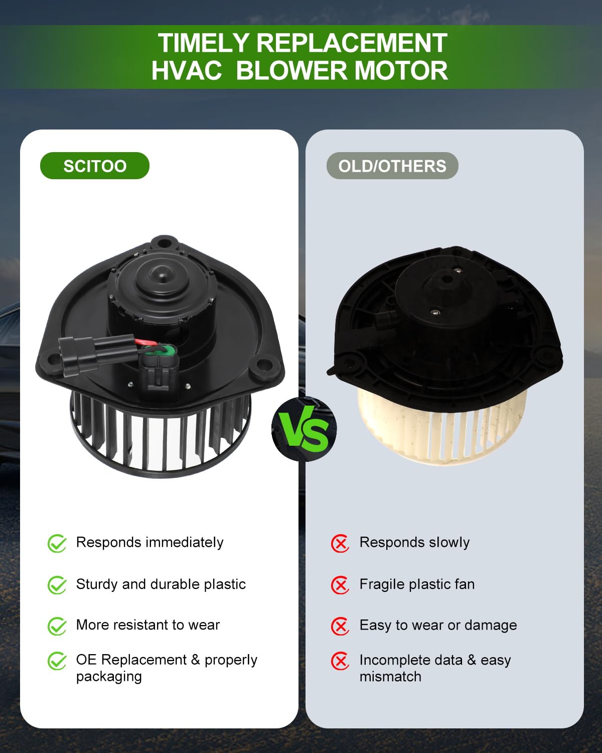 SCITOO HVAC Heater Blower Motor with Fan Cage Front 700081 for Oldsmobile for Cutlass V6 3.1L 1997 1998 1999