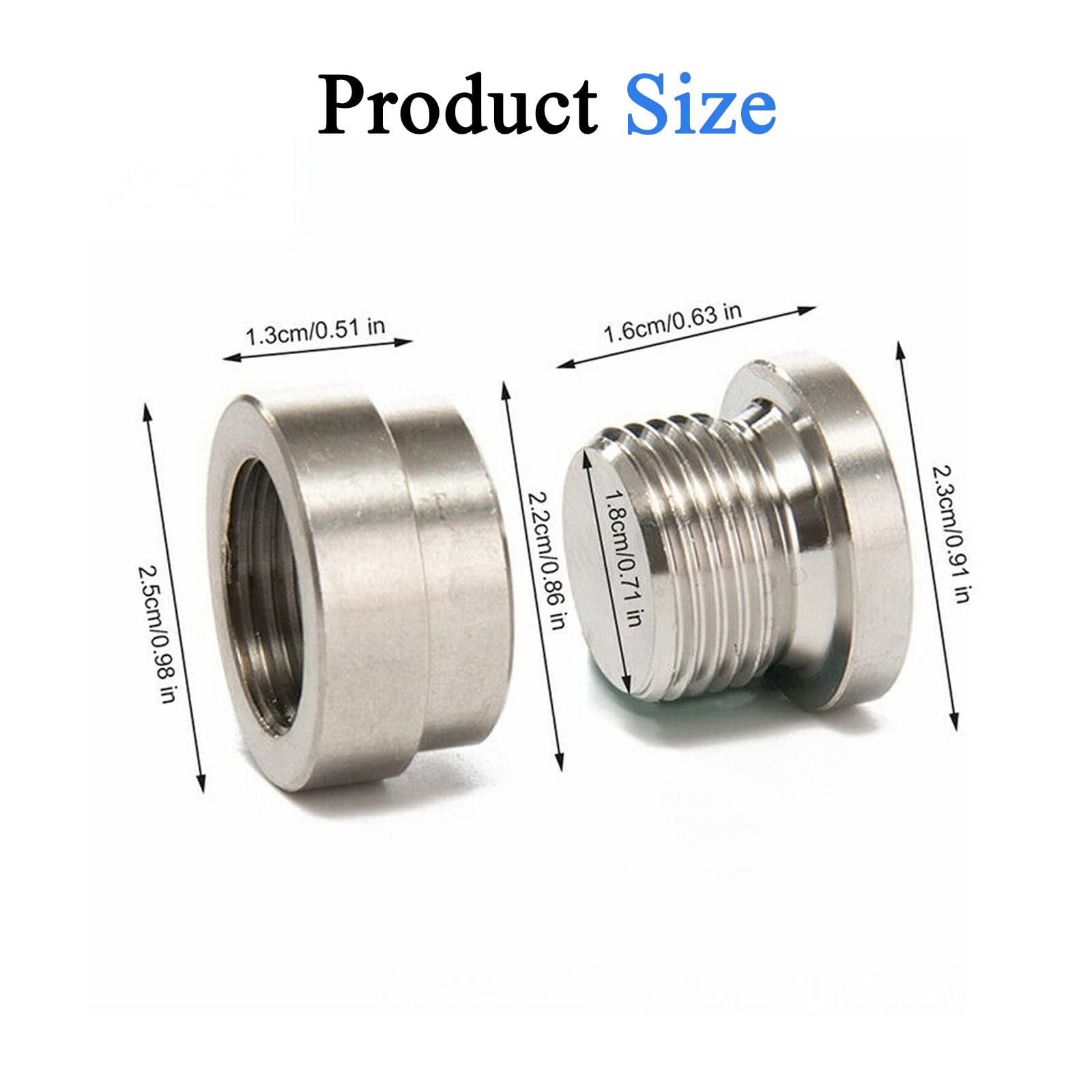 Hyat 2 Pairs O2 Sensor Bung Universal Stainless Steel M18 M18-1.5 Weld Oxygen Air Fuel Ratio Meter (2 Bungs/2 Plugs)