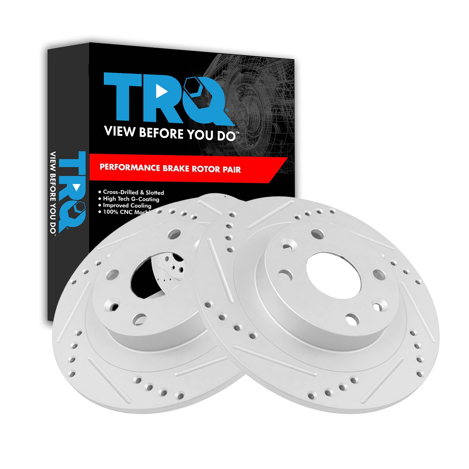 Trq Rear Performance Brake Rotors Set Premium G-Coated Compatible With 1991-2002 Ford Escort 1994-2005 Mazda Miata 1992-1995 Mx-