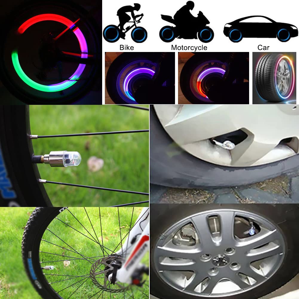 Jhmuern 20Pcs Car Tire Valve Light, Bike Led Wheel Lights, Waterproof Led Flashing Light, Tire Valve Caps Lamp For Car Bike Motorcycle (Colorful)