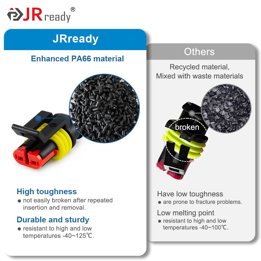 JRready ST6383 Waterproof Automotive Electrical Connectors kits 510PCS, 1/2/3/4 Pin Male&Female Connectors plugs,Stamped Formed