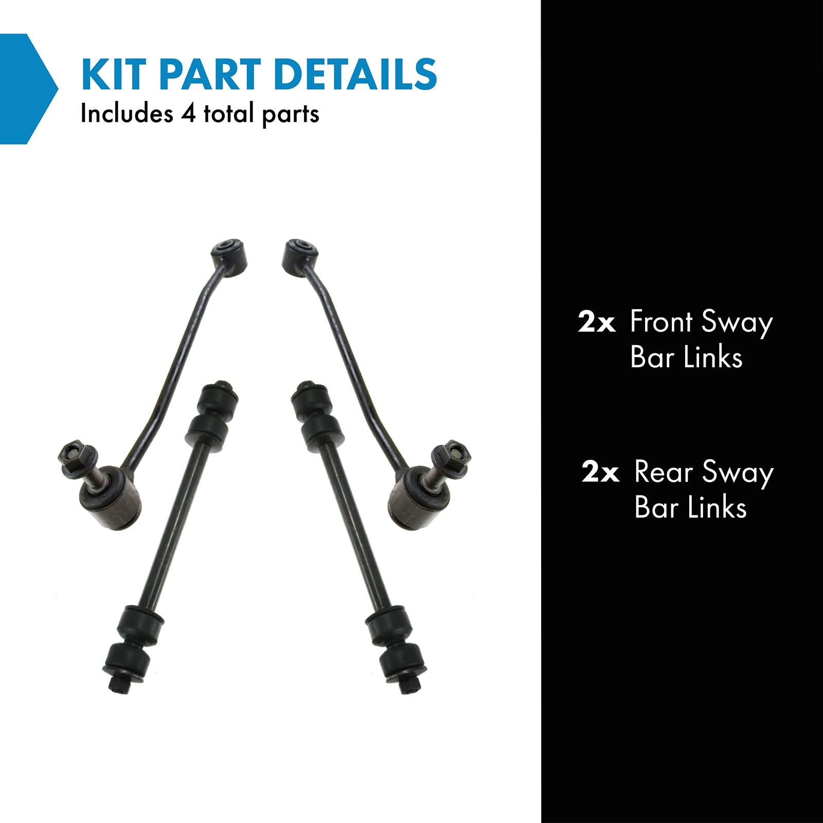 Trq Front & Rear Sway Bar Stabilizer Link Set Compatible With 1998-2011 Ford Ranger 1998-2005 Mazda B3000 1998-2009 B4000