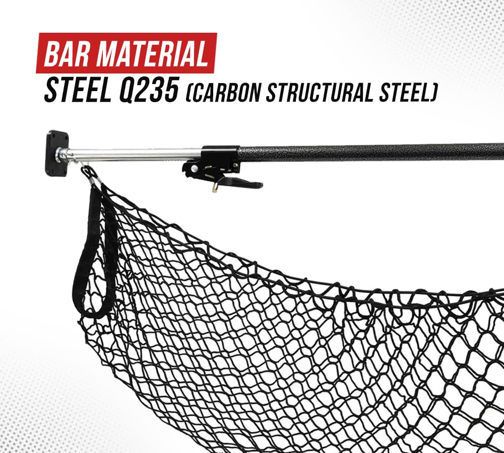 Mytee Products 4 Pack 40''-70'' Ratcheting Cargo Bar For Pickup Truck Bed With 60   X24    Storage Net - Adjustable Load Lock Ba