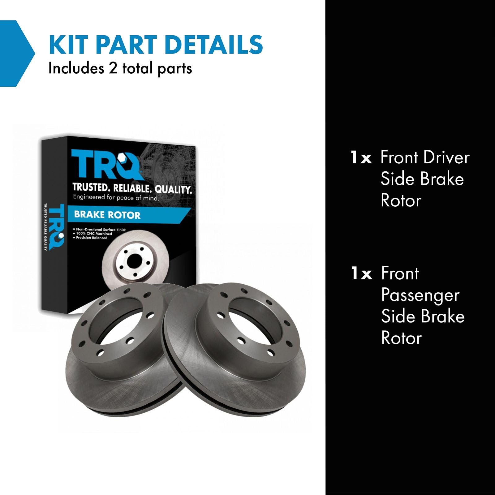 Trq Front Brake Rotors Set Vented Compatible With 2005-2012 Ford F-350 Super Duty