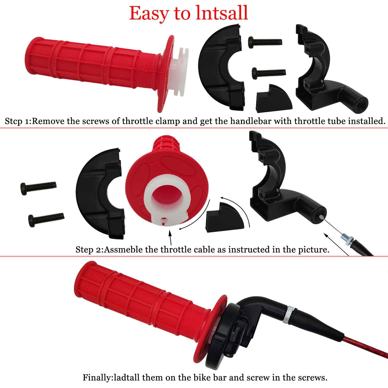 NZZLXKFJ 7/8 22mm Twist Throttle Accelerator Handle Grips,Mini Bike Throttle Cable Kit,Throttle Cable Kit for 50cc 90cc 110cc 12