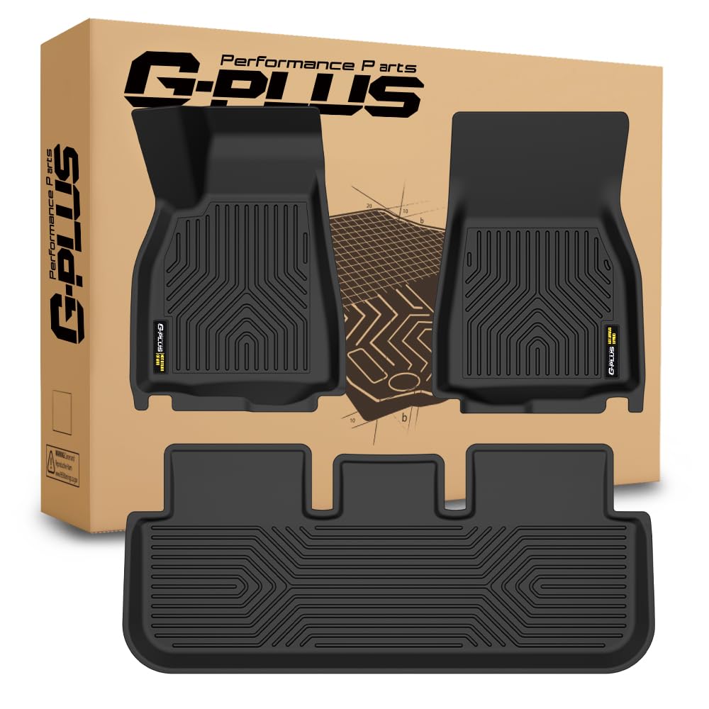 G-PLUS Floor Mats Compatible with Tesla Model S 2021 2022 2023 2024 TPE Custom Fit All Weather Full Cover Protection 1st & 2nd R