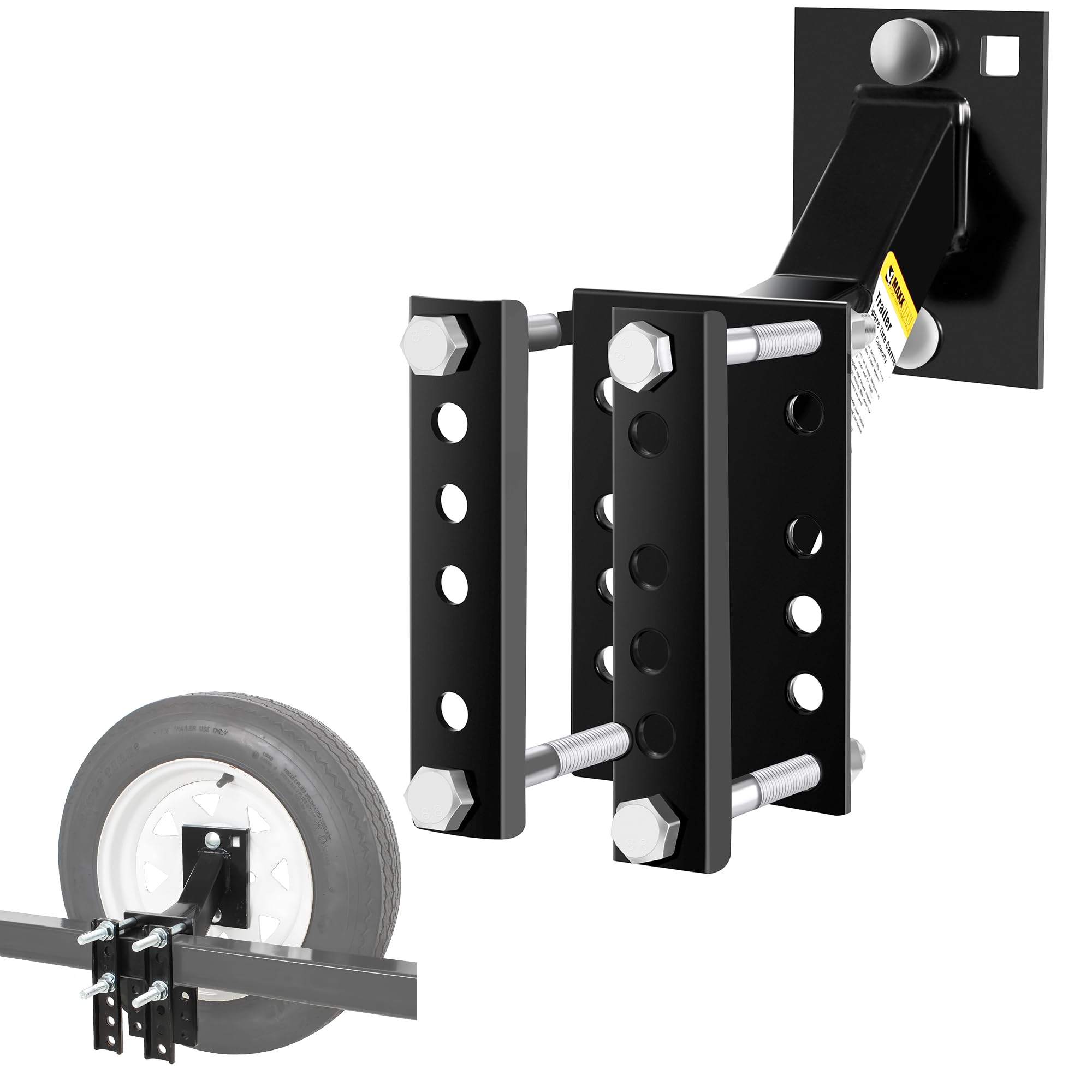 Maxxhaul 50214 Spare Tire Carrier Mount For Utility Boat Trailer Bracket Holds 4 Lugs (4 On 4'' Bolt Pattern) And 5 Lugs (5 On 4