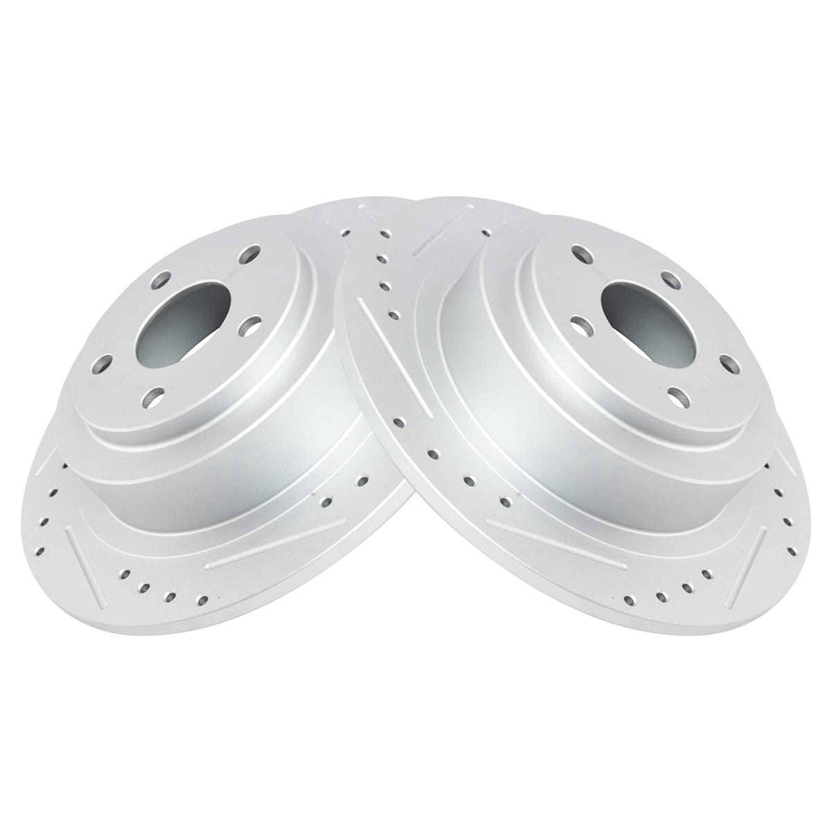 Trq Rear Performance Brake Rotors Set Solid Premium G-Coated Cross Drilled & Slotted Compatible With 2003-2006 Subaru Baja 2000-
