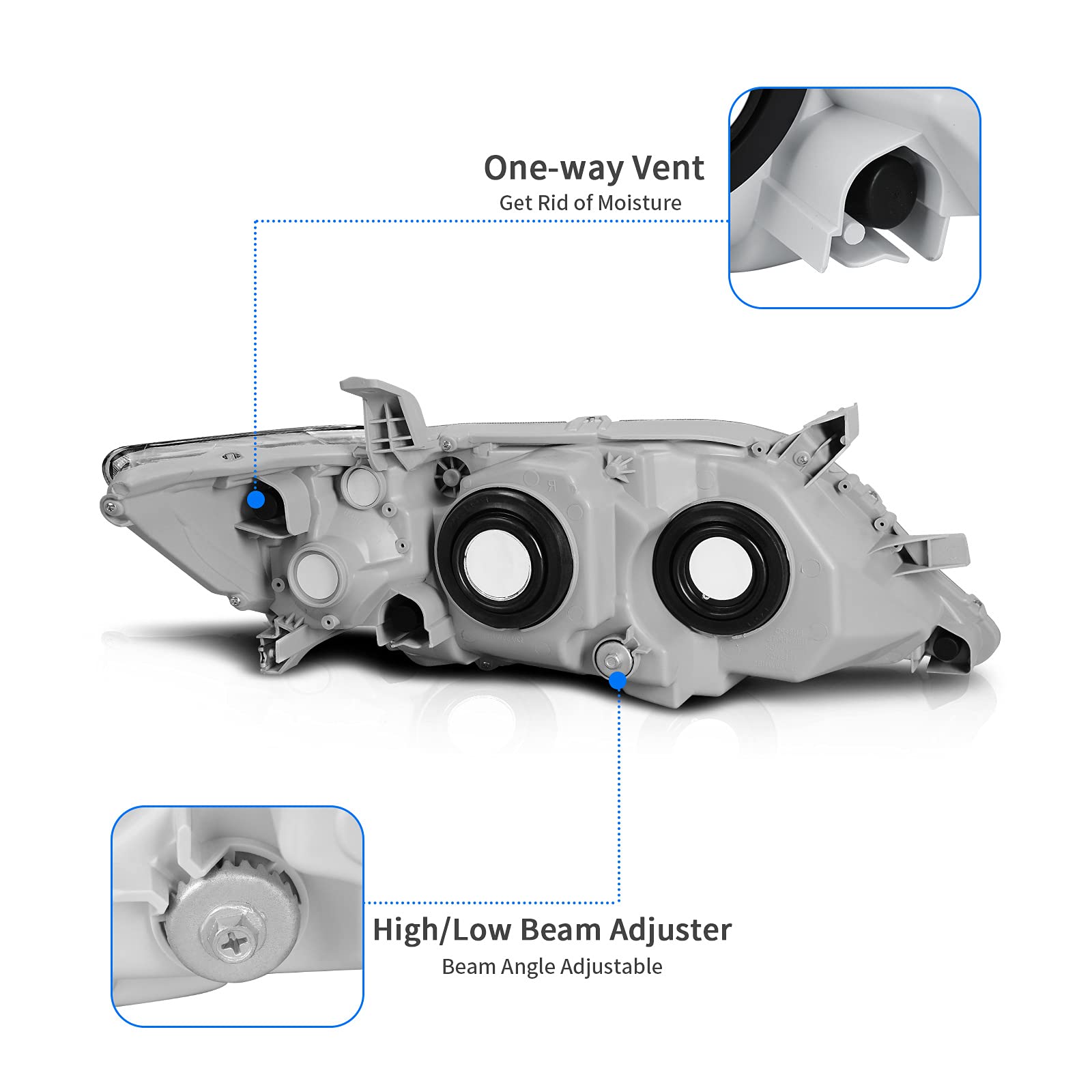 Dwvo Headlights Assembly Compatible With 10 11 2010 2011 Camry Headlamp Replacement Pair Driver And Passenger Side Chrome Housin