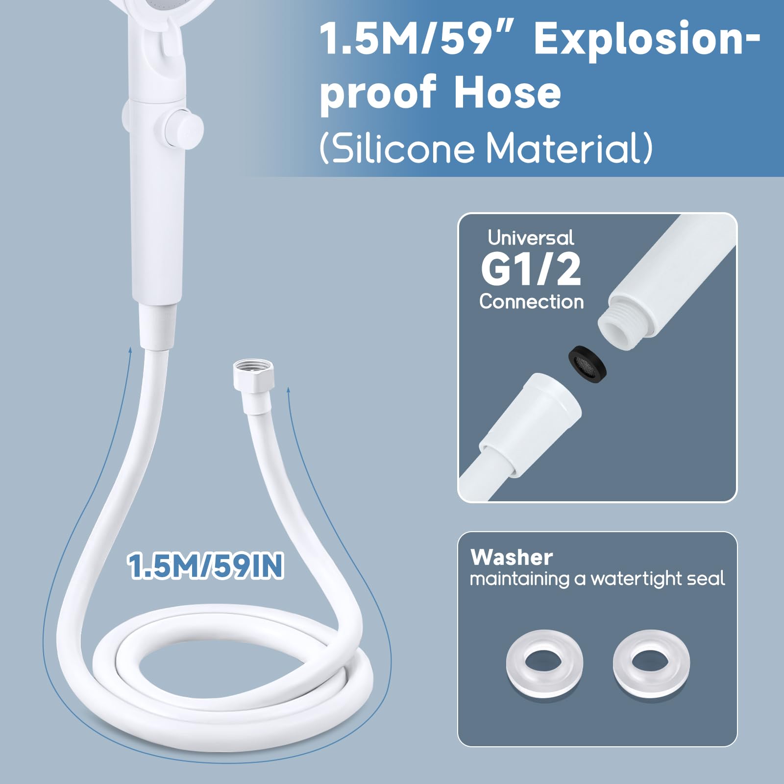 Rv Shower Head With Hose, 5+1 Mode High Pressure Shower Head Replacement With On/Off Switch, Water Saving Motorhome Shower Head,