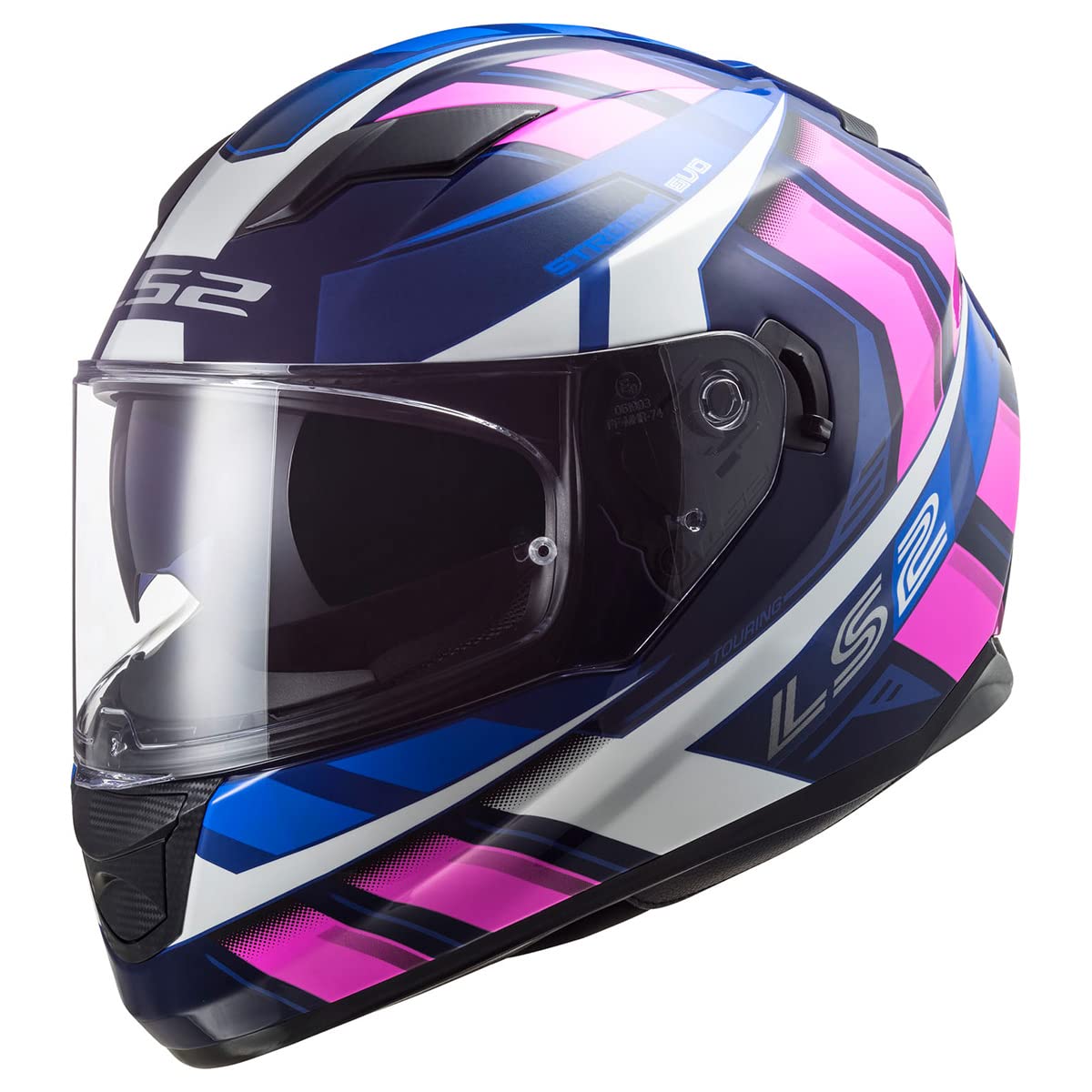 Ls2 Helmets Full Face Stream Evo Street Helmet (Loop Black/Pink/White/Blue - 2X-Large)