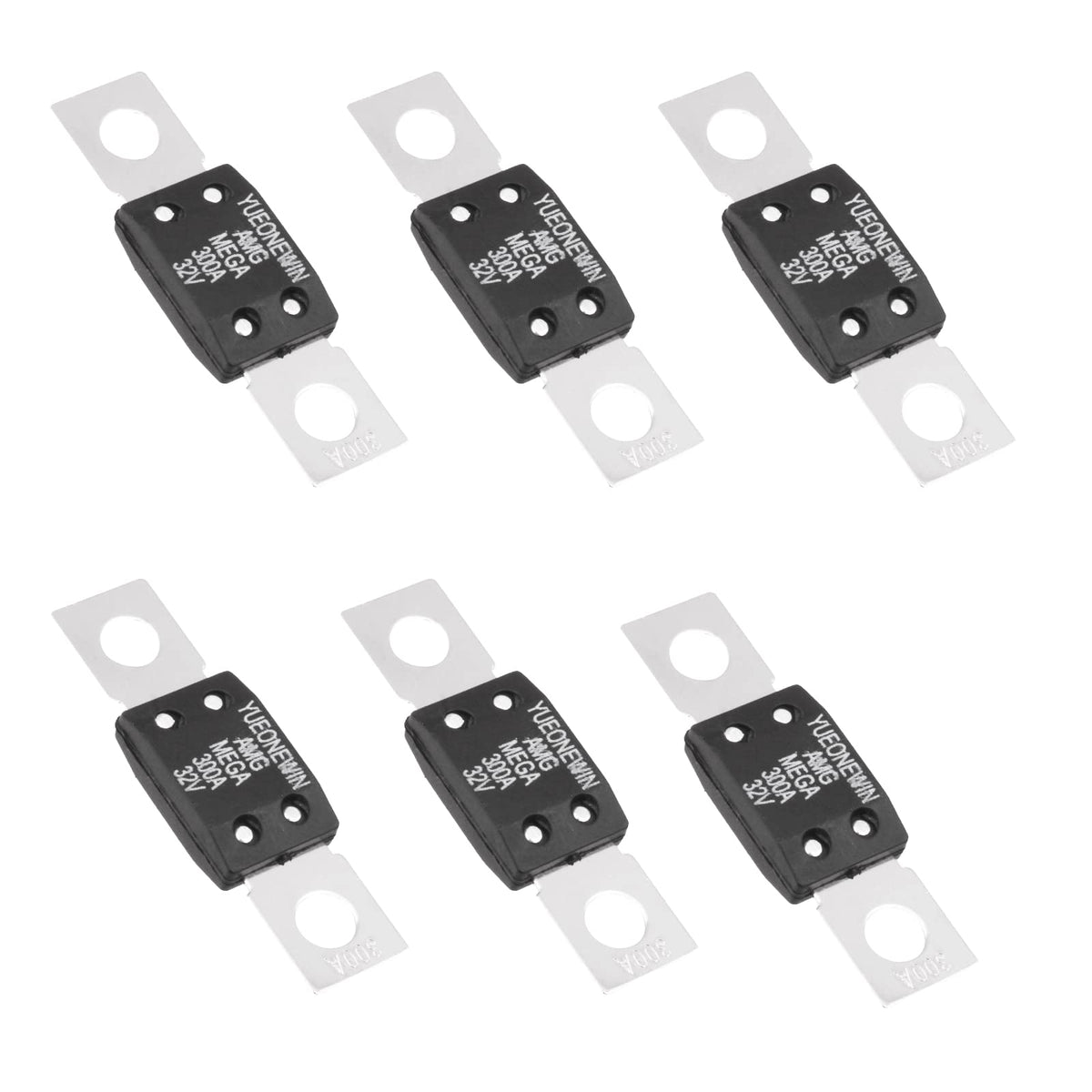 300A MEGA/AMG Fuses, 6 Pcs 300A MEGA/AMG High Current Fuse Bolt Down Auto Fuse Time Delay for Cars, Trucks, Construction Vehicle