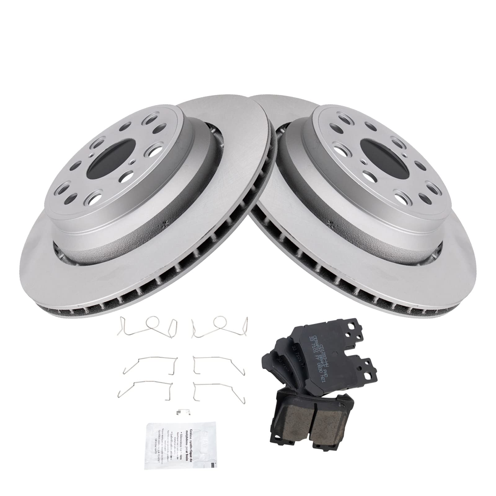 Trq Rear Brake Pad & Rotor Kit Brake Pads Brake Rotor Ceramic Premium G-Coated Compatible With 2007-2017 Lexus Ls460