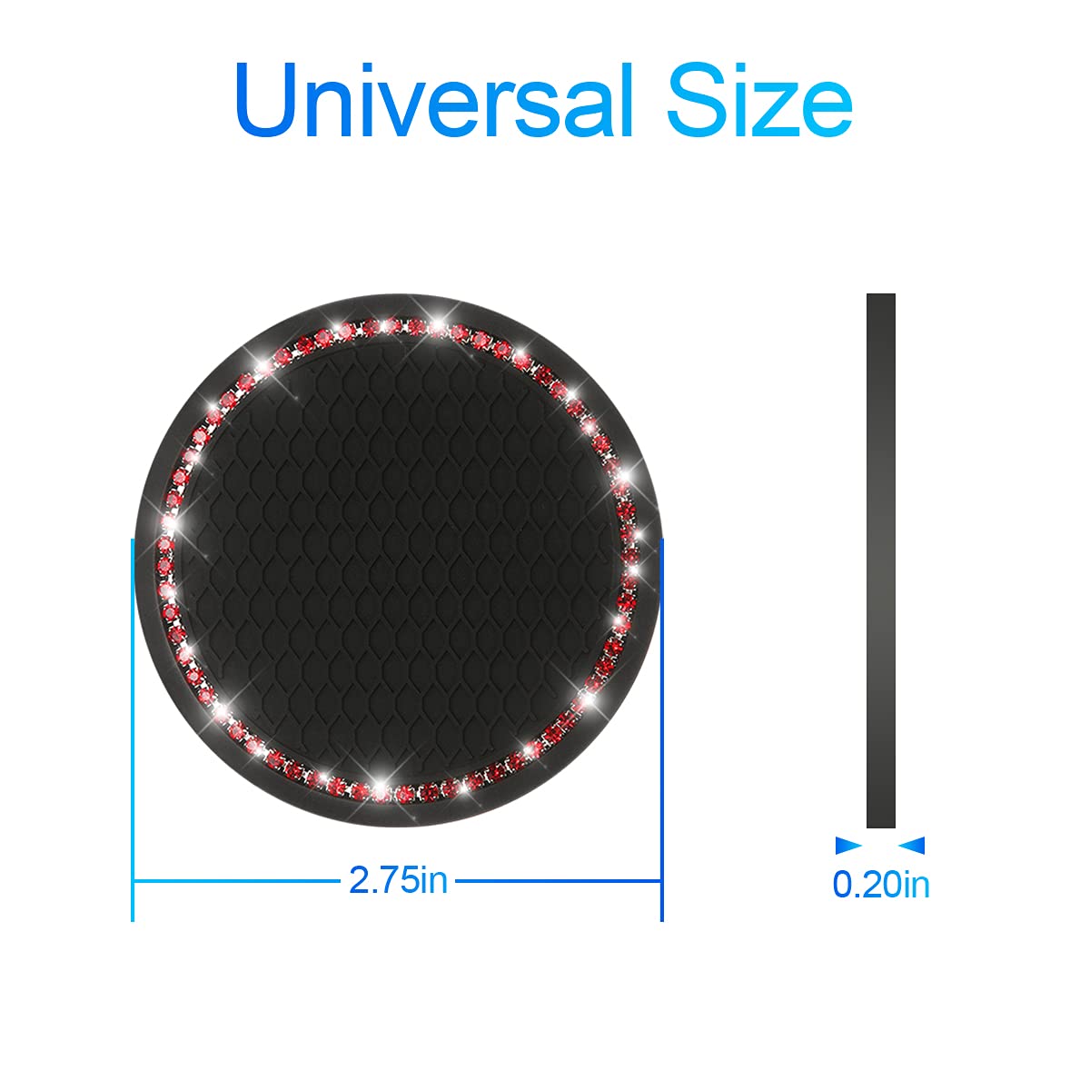 Car Bling Cup Holder Coaster, 2 Pack 2.75 Inch Crystal Rhinestone Car Cup Holder Insert Coaster,Universal For Cars, Vehicles, Suvs, Car Interior Accessories For Women And Men (Black/Red)