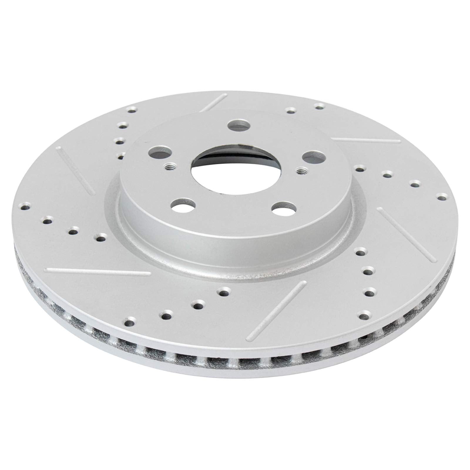 Trq Front Performance Brake Rotors Set Premium G-Coated Cross Drilled & Slotted Compatible With 2009-2010 Pontiac Vibe 2008-2014