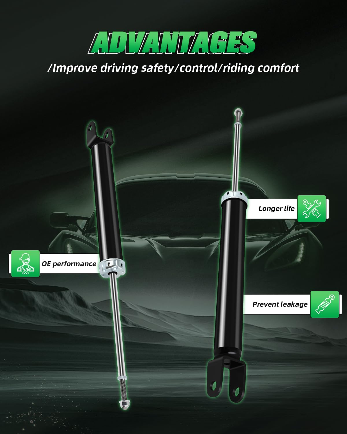 Scitoo - Rear Shock Absorbers Fits 2012-2017 For Hyundai Azera,2013-2014 For Hyundai Sonata,10-15 For Hyundai Tucson,14-16 For K