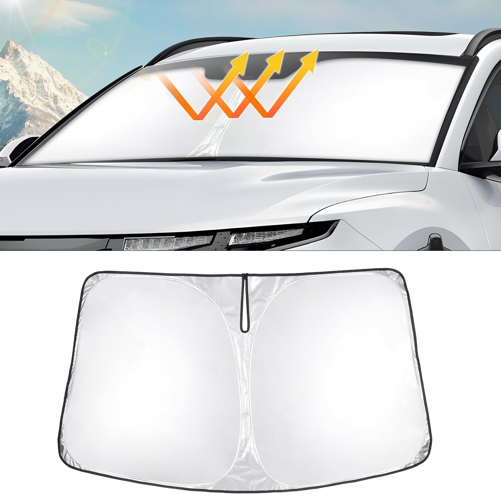T Tgbros Windshield Sun Shade For Hyundai Santa Cruz Accessories 2022-2024 2025 Foldable Sun Shield Reflective Polyester Sun Vis