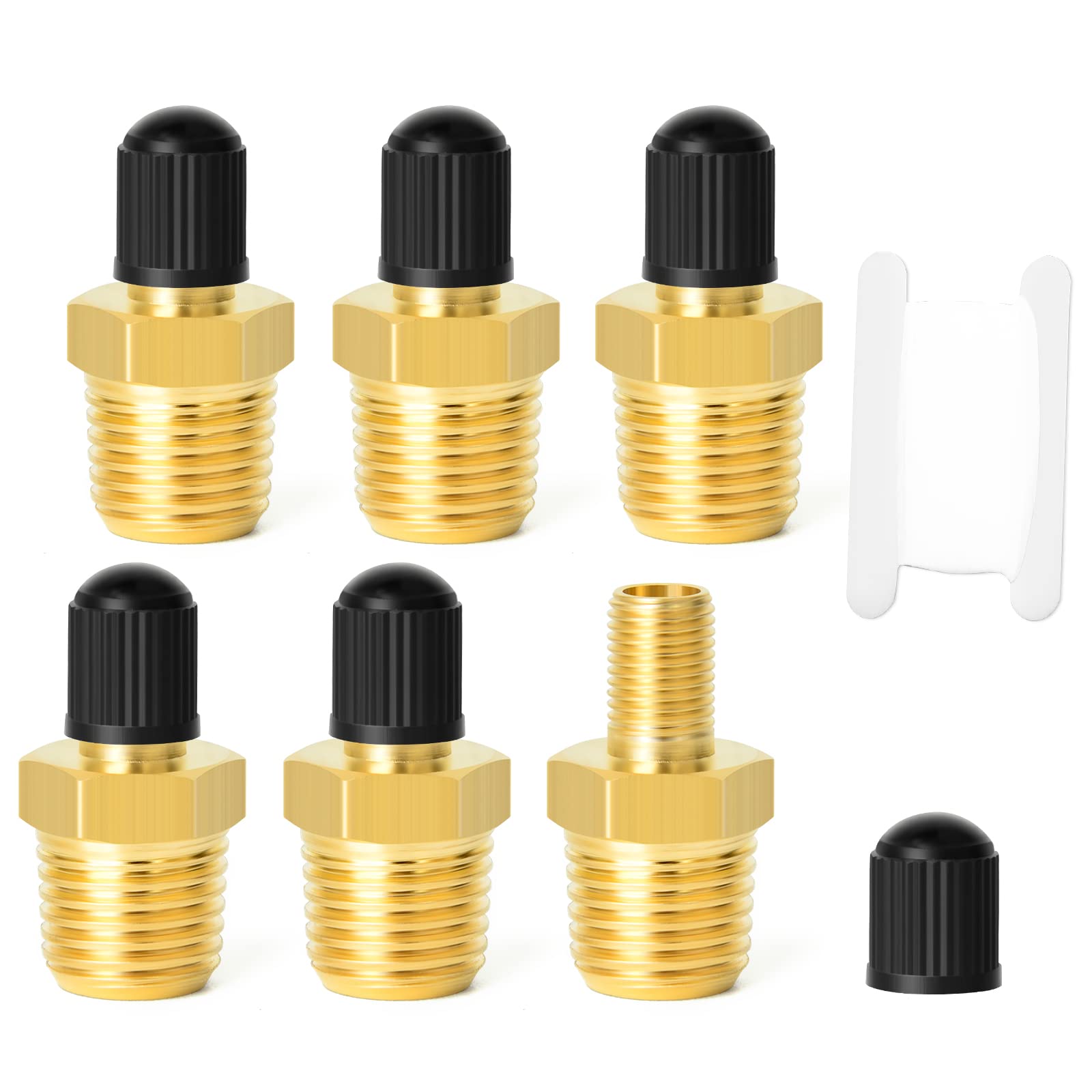 Gasher 6Pcs 1/4'' Npt Tank Valve Anti-Corrosion Brass Schrader Valve With 1/4'' Male Npt,Using With Air Compressor Tanks