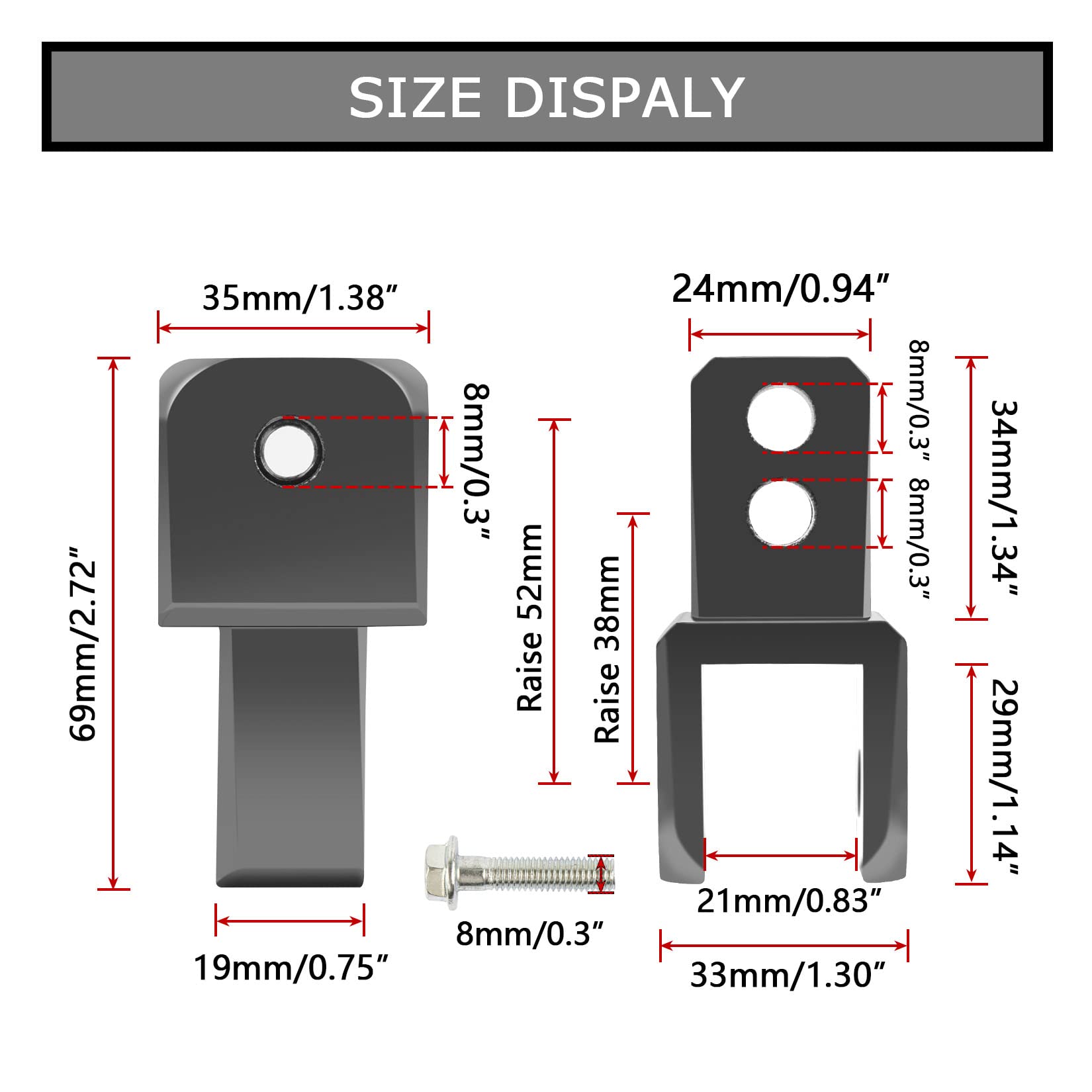 psler M8 8mm Titanium Rear Shock Extender Absorbers Motorcycle Riser Adapter with Screws - High Damping Device for Enhanced Performance