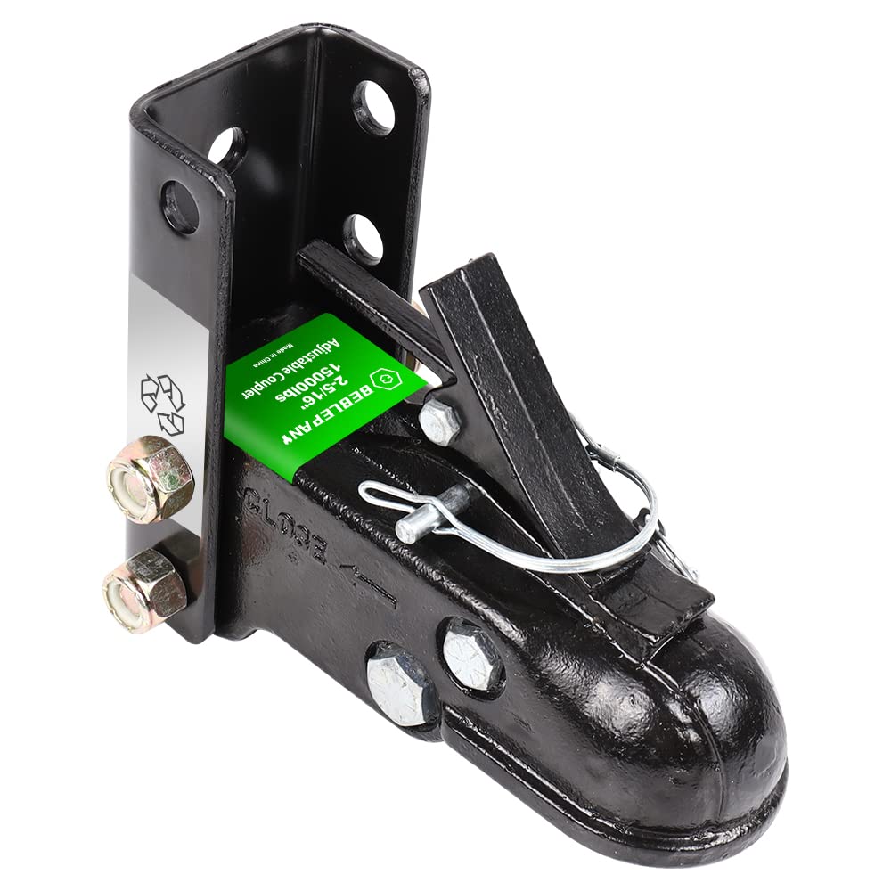 2-5/16 Inch Adjustable Cast Trailer Coupler 15000lbs with Channel and 3 Position Channel and Fasteners
