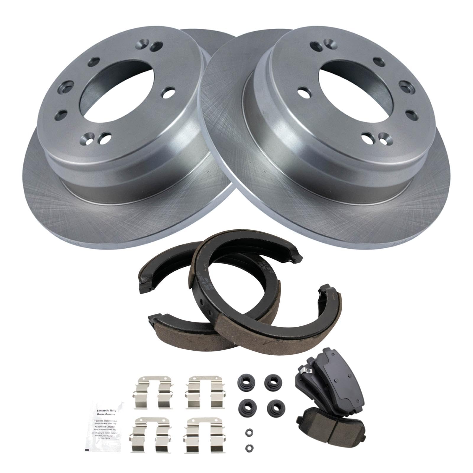 Trq Rear Brake Pad & Rotor Kit Brake Pads Brake Rotor Parking Brake Shoe Set Ceramic Compatible With 2011-2016 Kia Sportage