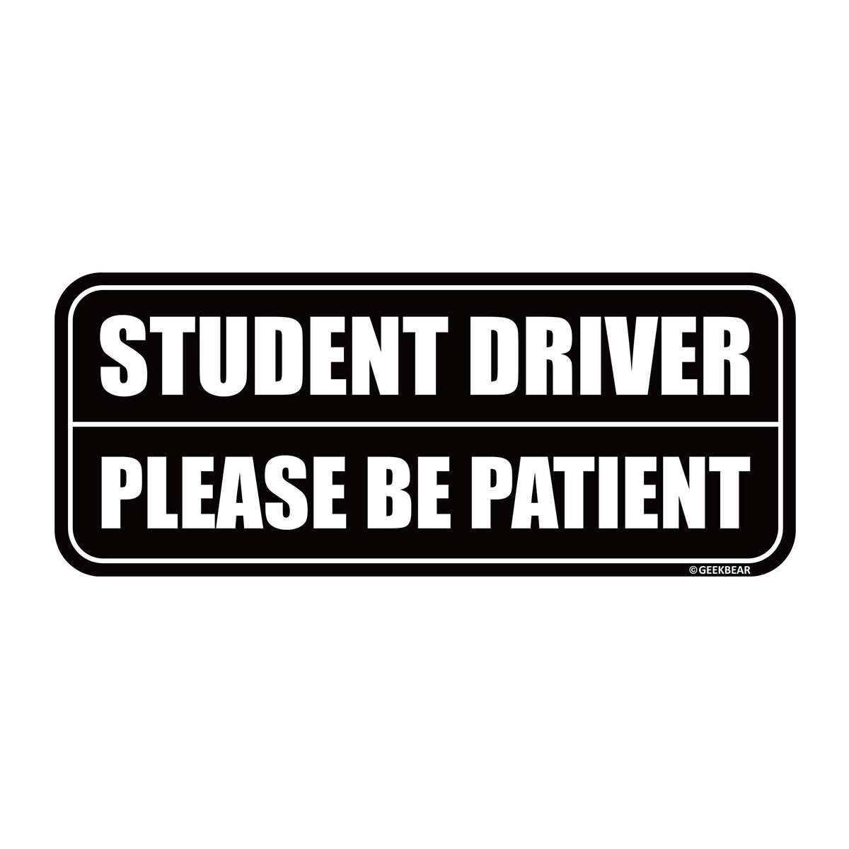 Geekbear Student Driver Car Magnet - Colorful, Reflective, Weather-Resistant - Rectangular 8.7 X 3.5 In (Black/Black)