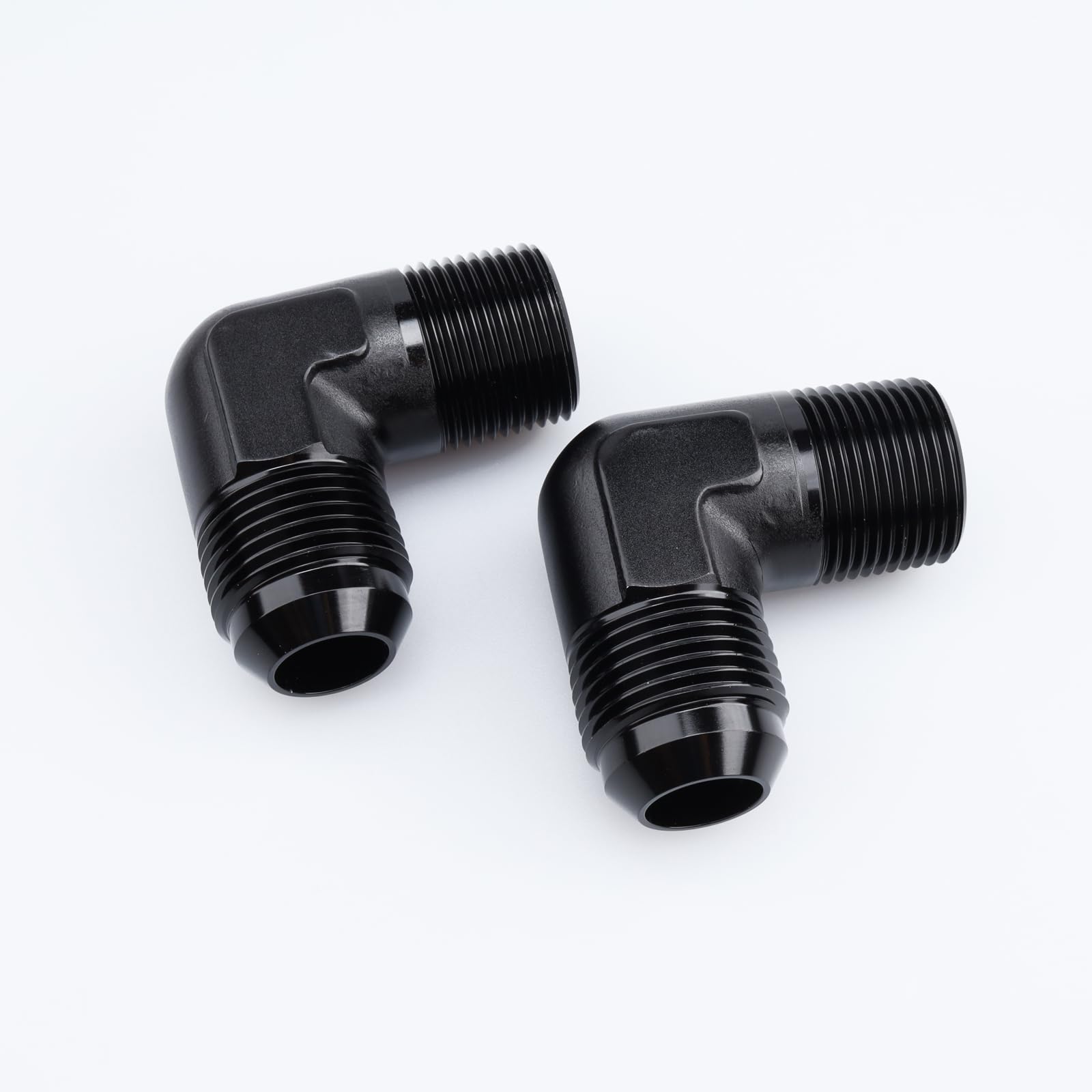 Ac Performance 90 Degree Elbow -12 An Male To 3/4'' Npt Male Fitting Adapter Connector Aluminum Black, Pack Of 2