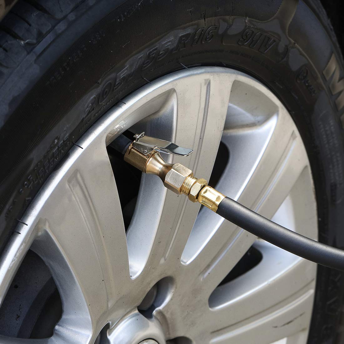 Czc Auto Heavy Duty Brass Air Chuck, Open Flow Straight Tire Chuck With Lock-On Clip, 1/4 Fnpt Tyre Chuck For Tire Inflator Pressure Gauge Air Pump Compressor Accessories, 2 Pack