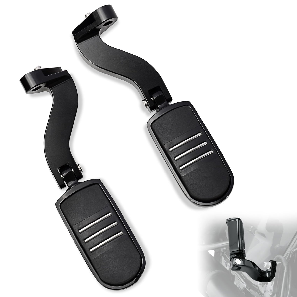 Fovplue Passenger Footpeg Kit, Footrest + Passenger Pegs Mounting For Harley 1993-2024 Touring Road Glide Flt, Electra Glide Flht, Flhs, Road King Flhr, Street Glide Models, Gloss Black