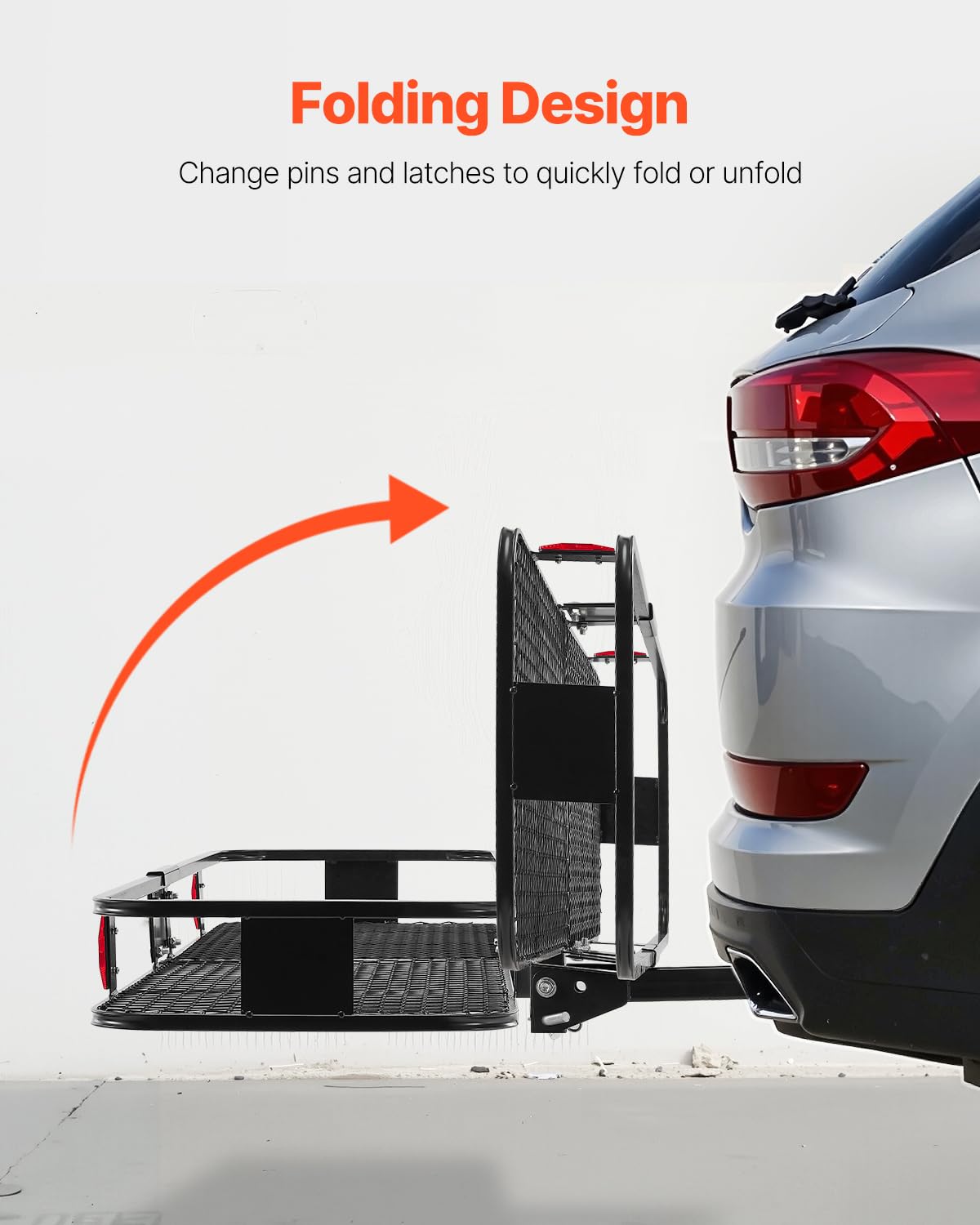 VEVOR 60 x 20 x 6 Hitch Cargo Carrier, 500 lbs Capacity with Cargo Net & Waterproof Cargo Bag, Folding Hitch Mount Cargo C