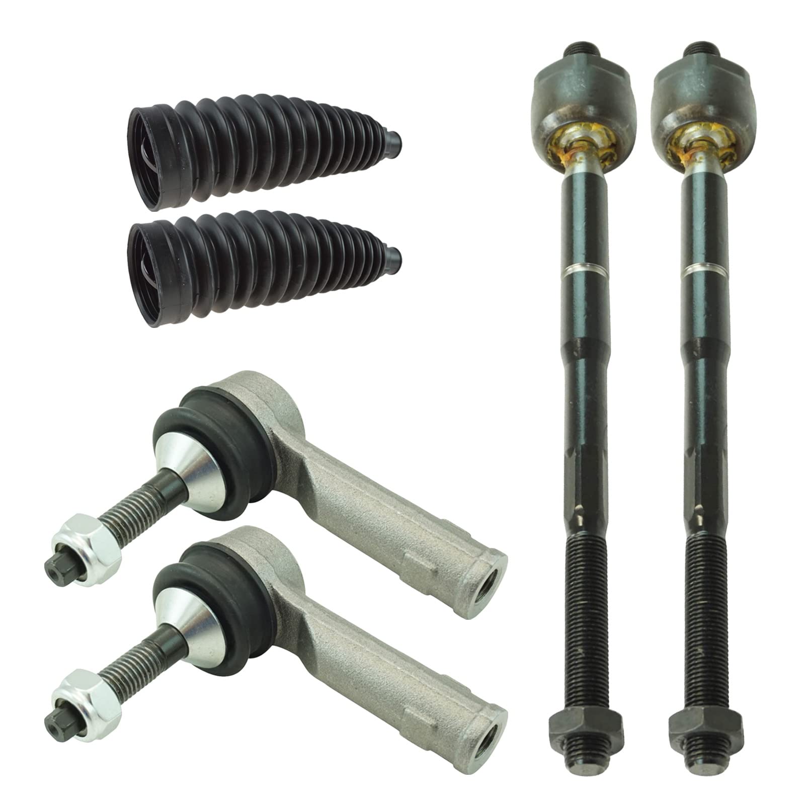 Trq Front Steering Kit Steering Rack & Pinion Bellow Tie Rod Compatible With 11-17 Ford 13-15 Lincoln