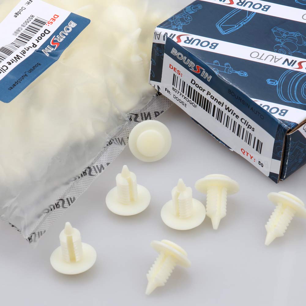 Boursin Interior Door Panel Clips Fasteners For Dodge Ram 1500 2500 3500 Pickup 1994-On 6505878-Aa Yellow Nylon (50)