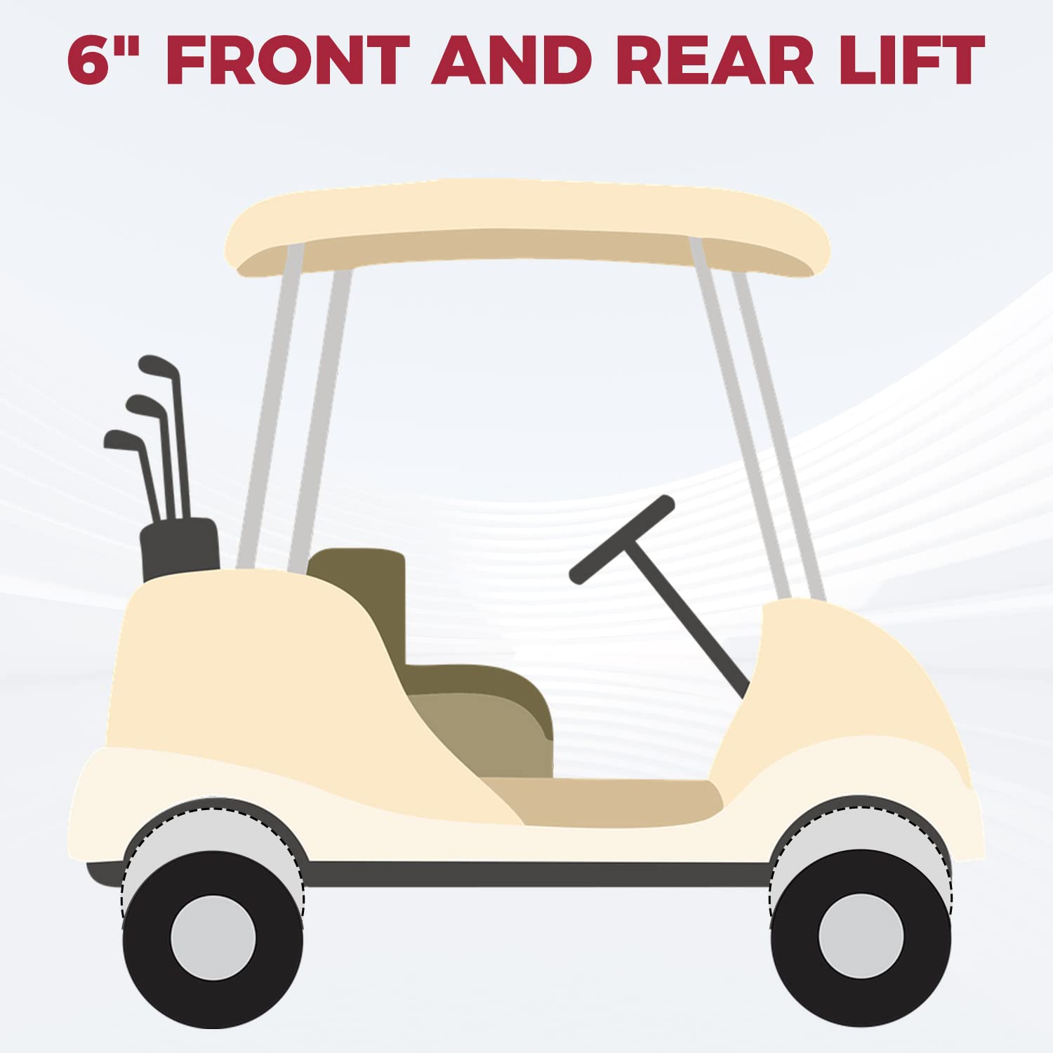 Ecotric 6' Drop Axle Lift Kits Compatible With 2001.5-2020 Ezgo Golf Cart Electric Txt Model, Drop Axle Raise Suspension Kit Up To 23' Tires Front Black
