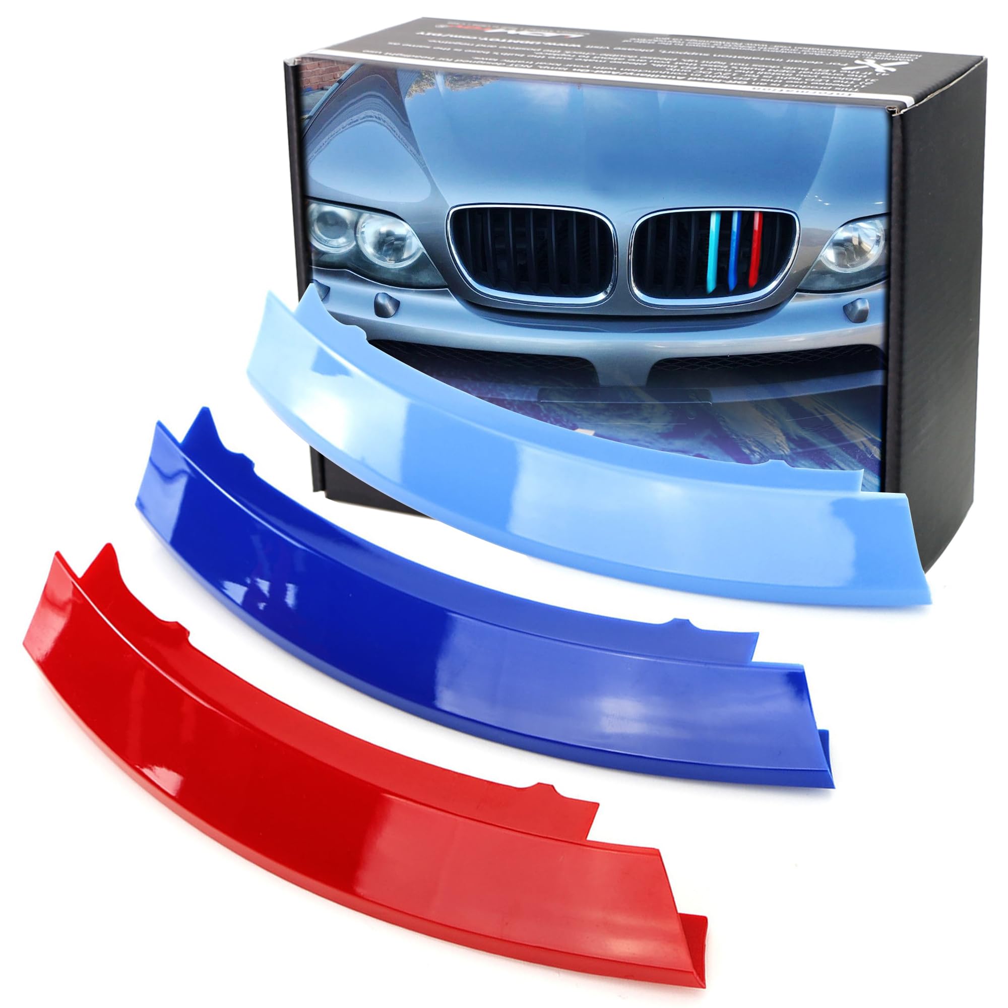 Ijdmtoy Exact Fit///M-Colored Grille Insert Trims Compatible With 2004-2006 Bmw E53 X5 W/ 7 Beam Kidney Grill