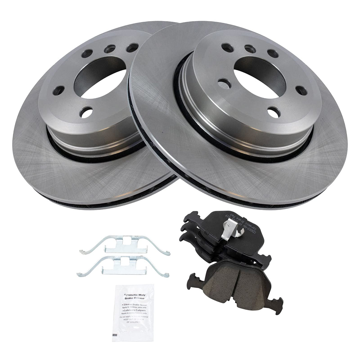 TRQ Rear Brake Pad & Rotor Kit Brake Pads Brake Rotor Ceramic Compatible with 2004-2010 BMW X3
